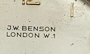 J.W. Benson dial signature