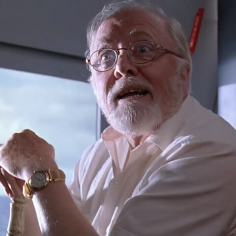 Richard Attenborough as John Hammond with the Pulsar V336-7040 in Jurassic Park (1993)