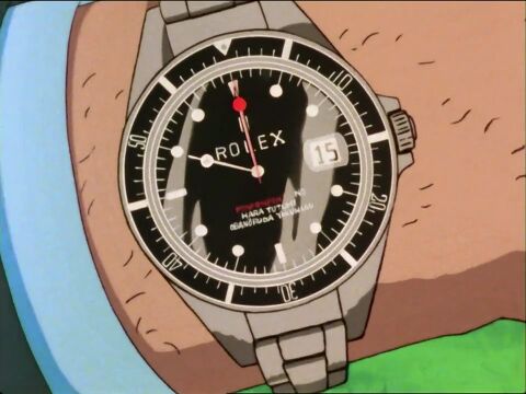 The wearer as Daisuke Jigen with the Rolex Submariner 1680 in Lupin the Third Part II (1977)
