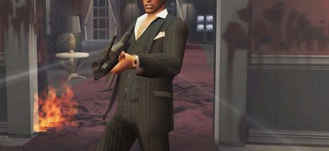 Andre Sogliuzzo as Tony Montana with the Omega La Magique in Scarface: The World Is Yours (2006)