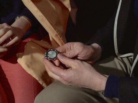 Patrick McGoohan as Number Six with the Hamilton Aqua-Date Super Compressor in The Prisoner (1967)