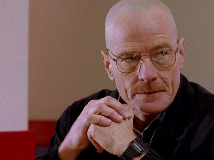 Walter clasps his hands, exposing the black calculator watch on his wrist.