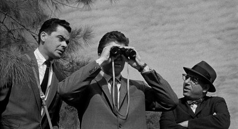 Vince Edwards as Claude with the Bulova Wrist Alarm in Murder by Contract (1958)