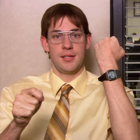 John Krasinski as Jim Halpert with the Casio E Data Bank EDB-610 in The Office (2005)