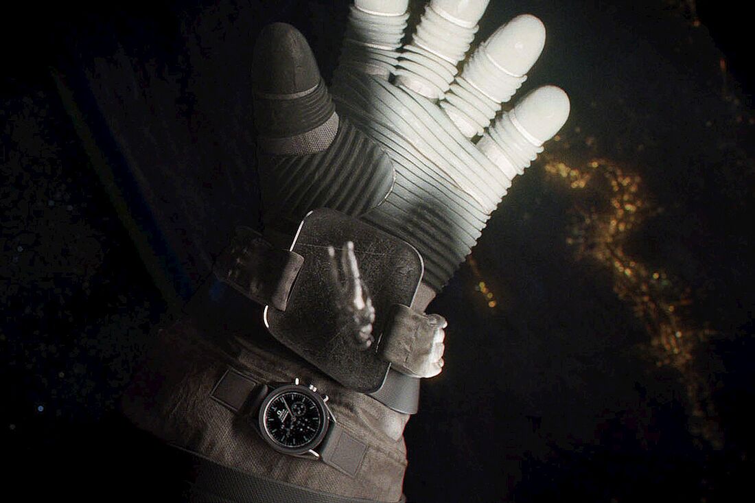 Omega Speedmaster watch head mounted to a spacesuit in Gravity