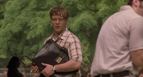 Russell Crowe as John Nash with the Hamilton Wilshire in A Beautiful Mind (2001)