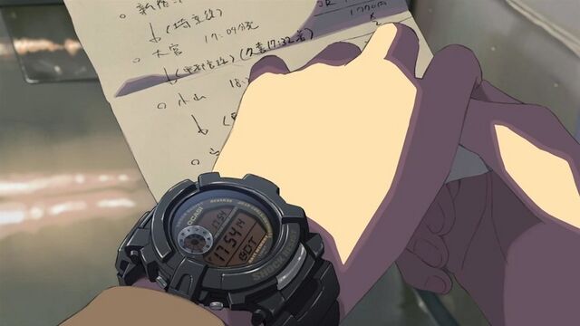 as Takaki Tono with the Casio G-Shock G-2500 in 5 Centimeters per Second (2007)