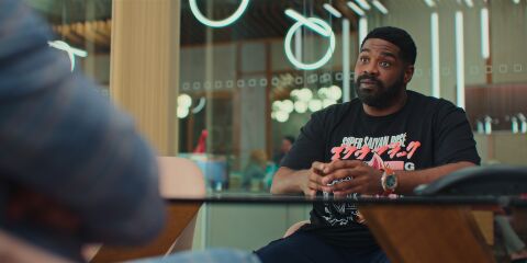 Ron Funches as Howard with the Omega Seamaster Planet Ocean Chronograph in Loot (2022)