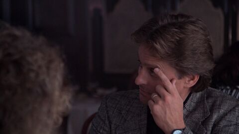 Michael Douglas as Dan Gallagher with the Swatch watch in Fatal Attraction (1987)