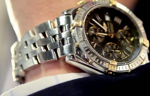 Bertie Carvel as Sebastian Wilkes with the Breitling Crosswind in Sherlock (2010)