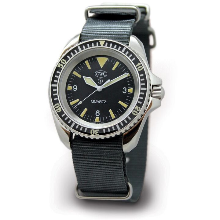 CWC 1983 Royal Navy Divers quartz reissue on a grey NATO strap