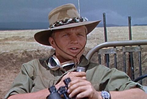 Hardy Krüger as Kurt Müller with the Omega Speedmaster (unidentified model) in Hatari! (1962)