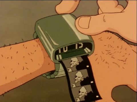 The wearer as Arsène Lupin III with the Girard-Perregaux (unidentified model) in Lupin the Third Part II (1977)