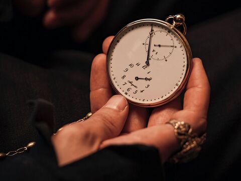Pierre Niney as Edmond Dantès with the Breguet pocket watch in The Count of Monte Cristo (2024)