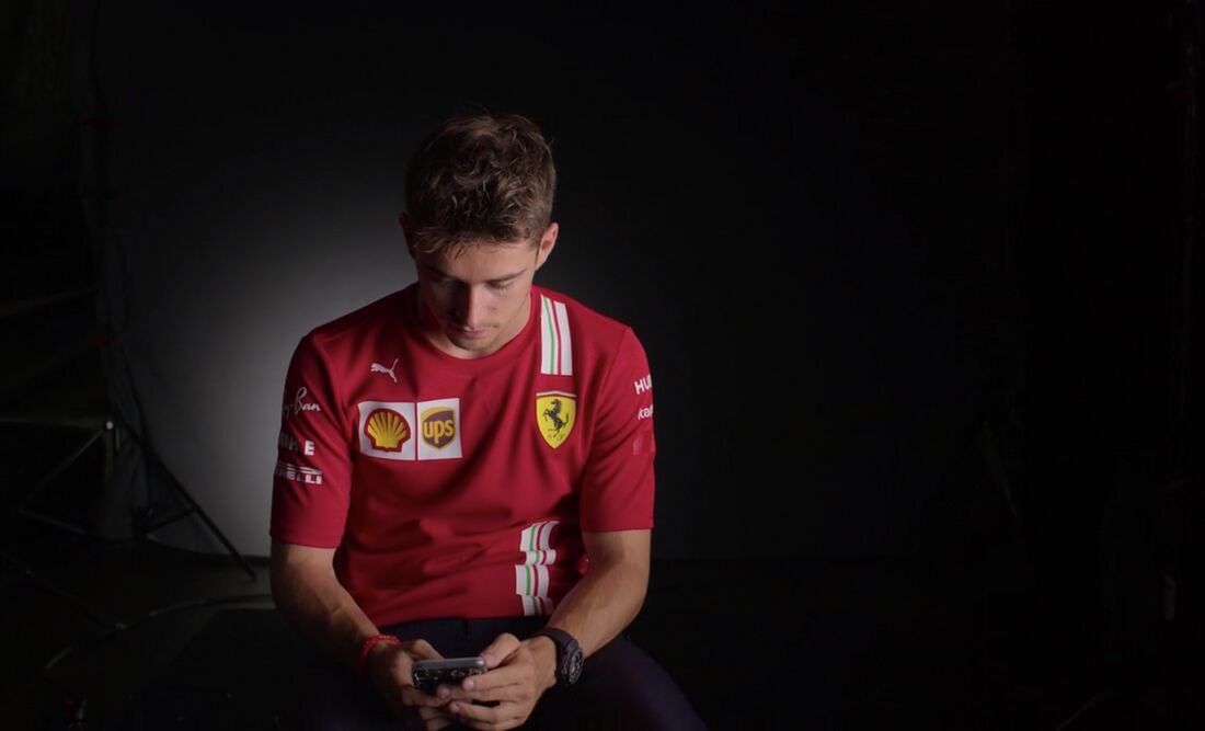 Charles Leclerc wearing the black ceramic Hublot Big Bang MECA-10 Black Magic