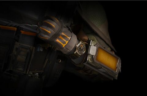 The wearer as Axel Vermaak with the Hamilton Khaki Field Auto Call of Duty in Call of Duty: Black Ops 7 (2025)